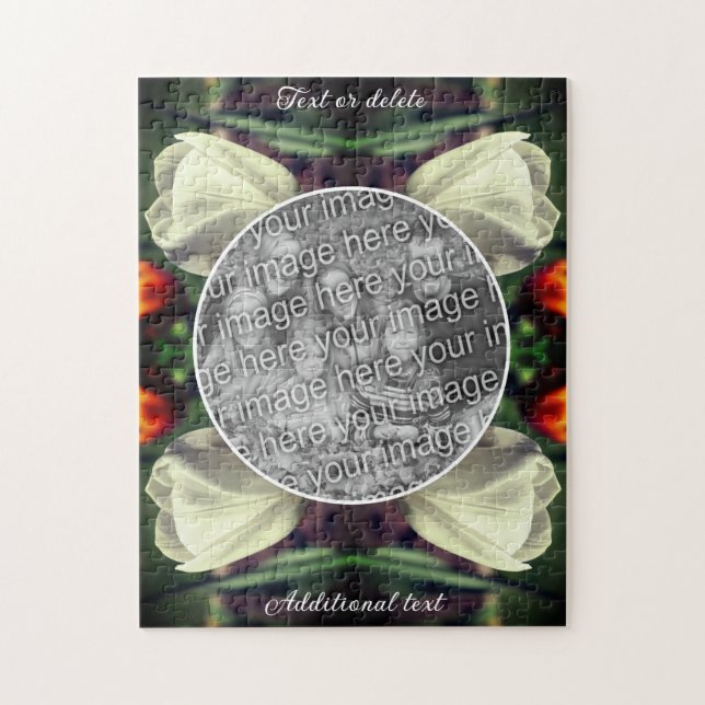 Puzzle Fleur Tulipe Blanche Personnalisée Ajouter Votre P (Vertical)