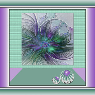 Puzzle Fleur verte abstraite moderne fractale violette