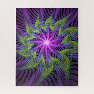 Puzzle Fleur Violette Verte Art Abstrait Moderne Fractal
