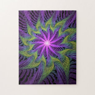 Puzzle Fleuron vert violet Art Abstrait fractal moderne