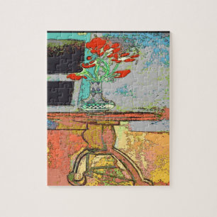 Puzzle Fleurs Abstraites sur table