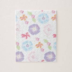 Puzzle Fleurs Aquarelle Doux rose Élégant