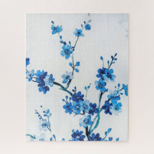 Puzzle Fleurs aquarelles bleues délicates belles