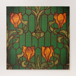 Puzzle Fleurs Art nouveau en verre tendues