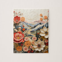 Fleurs audacieuses avec montagnes