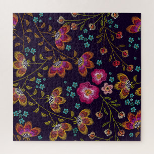 Puzzle Fleurs brodées : mode sans couture motif