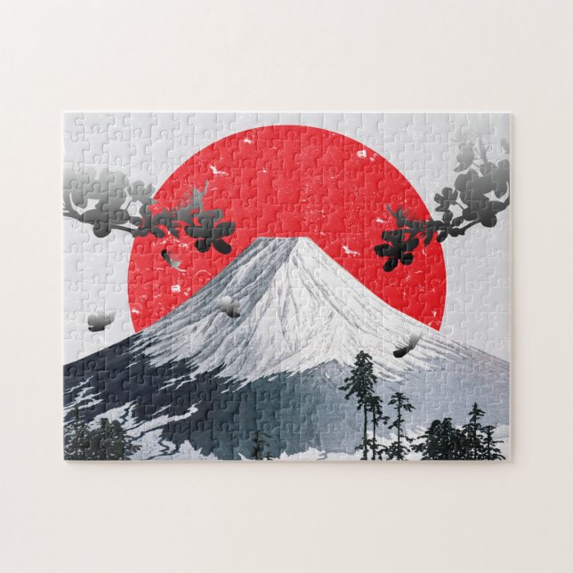 Puzzle Fleurs de cerisiers Mont Fuji Japon (Horizontal)