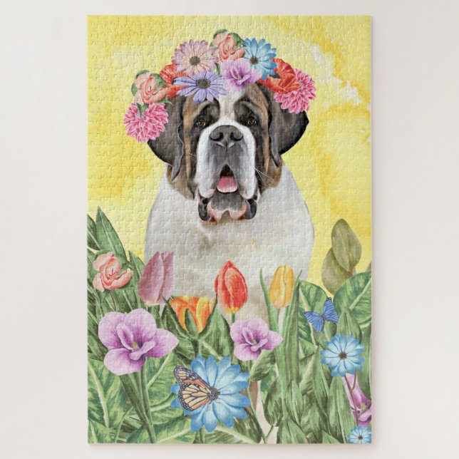 Puzzle Fleurs de chien Saint Bernard (Vertical)