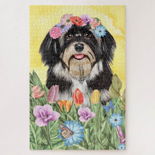 Puzzle Fleurs de chiens Havanais (Vertical)