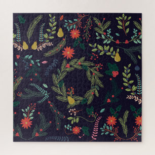 Puzzle Fleurs de Noël dessinées à la main : collection vi