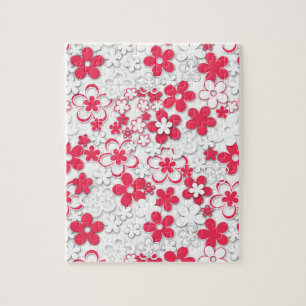 Puzzle Fleurs de papier rouge et blanc