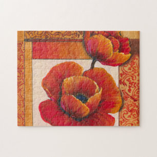 Puzzle Fleurs de pavot sur l'arrière - plan bronzage et