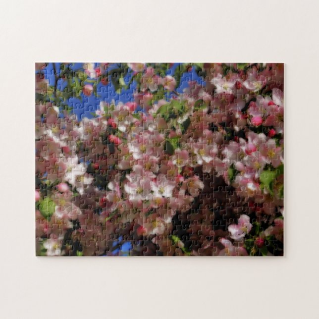 Puzzle Fleurs de printemps rose effet Sky Orton bleu (Horizontal)