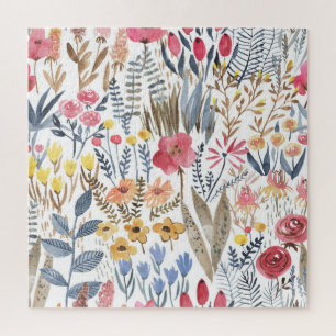 Puzzle Fleurs de ressort d'aquarelle, patte transparente