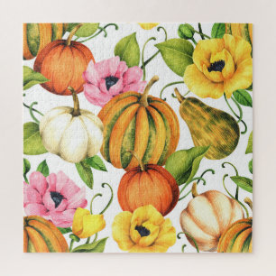 Puzzle Fleurs de soleil citrouilles : Aquarelle Motif des