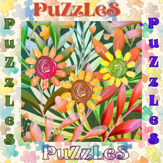 Puzzle Fleurs de soleil Crayon Vert coloré