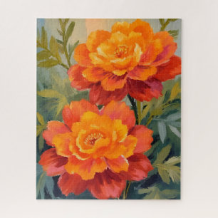 Puzzle Fleurs de souci orange - Botanique aquarelle