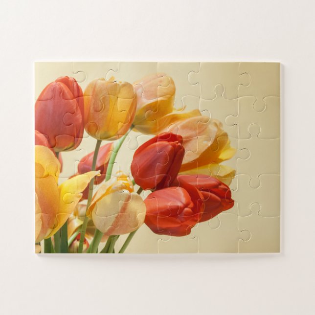 Puzzle Fleurs de tulipes orange, jaune et rouge (Horizontal)