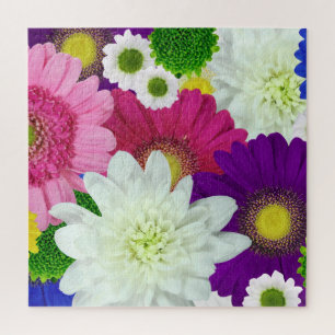 Puzzle Fleurs d'été, marguerites colorées,