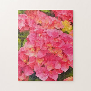 Puzzle Fleurs d'Hydrangée rose Floral Aquarelle Style Art