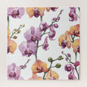 Puzzle Fleurs d'orchidées aquarelles, motif sans soudure.