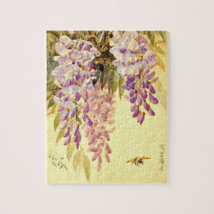 Puzzle Fleurs et abeilles violettes Paul de Longpre Puzzl