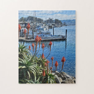 Puzzle Fleurs et bateaux sur la côte