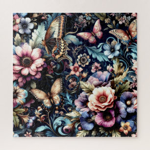 Puzzle Fleurs et papillons de printemps antiques