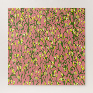 Puzzle Fleurs jaunes Arrière - plan rose Vintage