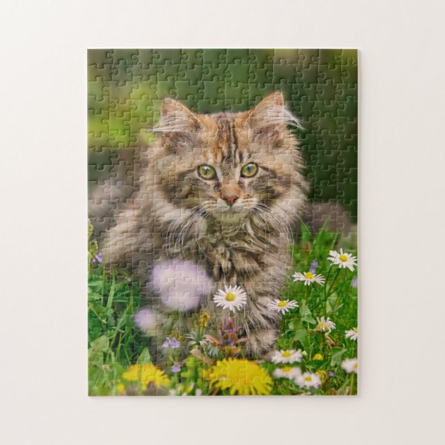 Puzzle Fleurs mignonnes de chat de chaton de ragondin du (Vertical)