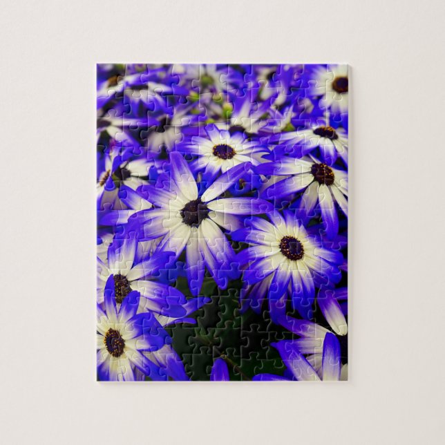 Puzzle Fleurs numériques Bleues et Blancs (Vertical)