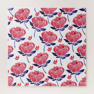 Puzzle Fleurs printanières, aquarelle motif sans couture.