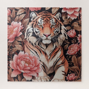 Puzzle Fleurs roses de tigre en Mémerisation