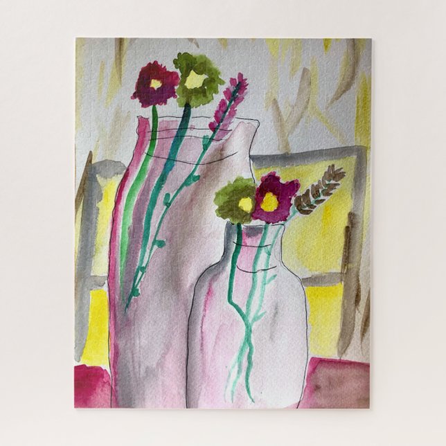 Puzzle Fleurs sauvages dans un vase art abstrait (Vertical)