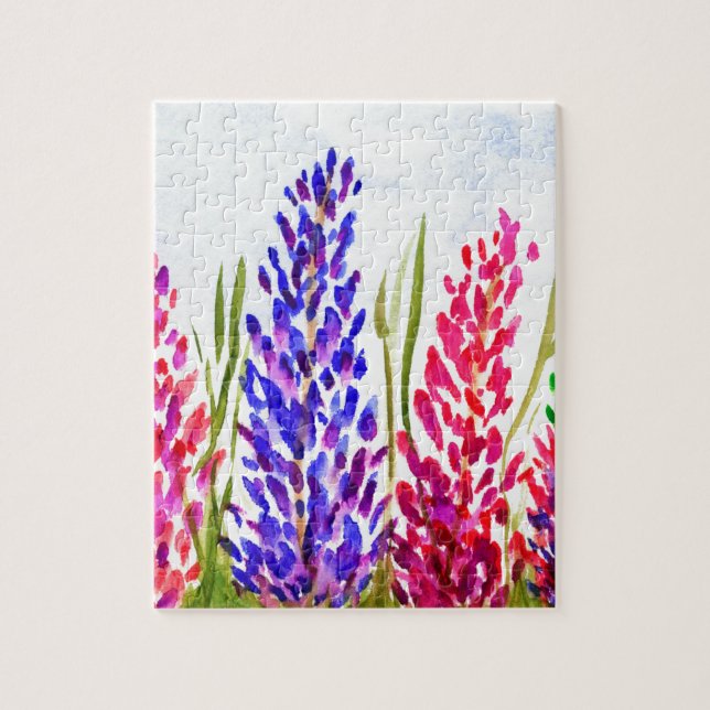 Puzzle Fleurs sauvages de loup d'art floral d'aquarelle (Vertical)