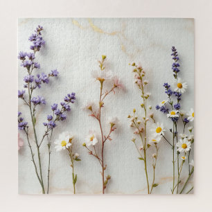 Puzzle Fleurs sauvages pastel doux Art floral en verre te