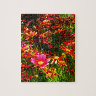 Puzzle Fleurs sauvages rose et jaune pâle
