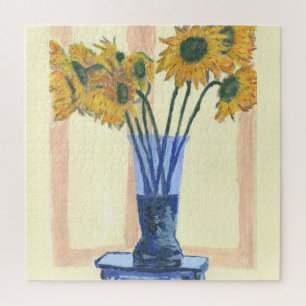 Puzzle Fleurs Solaires Dans Vase Bleu