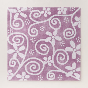 Puzzle Fleurs Tourbillons Motif Rose Pâle Blanc Fantaisis