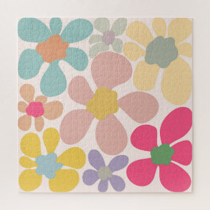 Puzzle Fleurs Vagues Pastel Retro