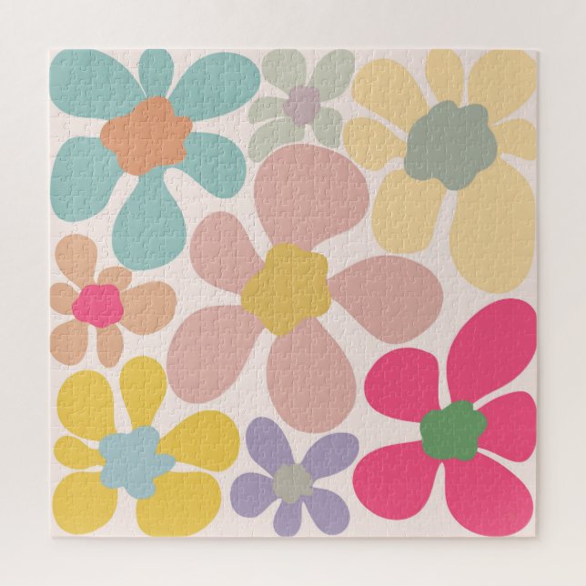 Puzzle Fleurs Vagues Pastel Retro (Vertical)