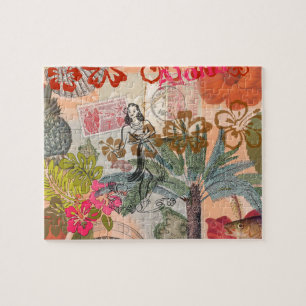 Puzzle Fleurs Vintage Hula Coloré Hawaïen Tropical