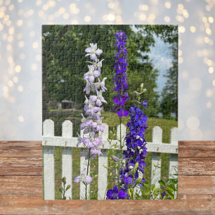 Puzzle Fleurs Violettes Clôture Blanche Photo,Cadeau Mign