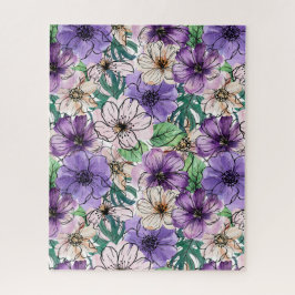 Puzzle Fleurs violettes et roses
