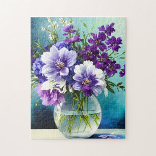 Puzzle Fleurs violettes Whimsical Dans Un Vase