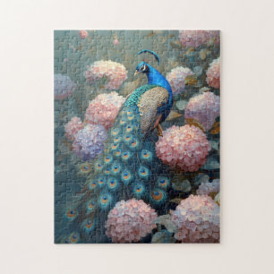 Puzzle Fleurs Whimsical Peacock rose Hydrangea