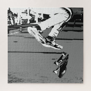 Puzzle Flipping Board - Skateboarder Horloge ronde