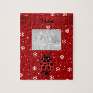 Puzzle Flocons de neige nommés personnalisés de rouge d