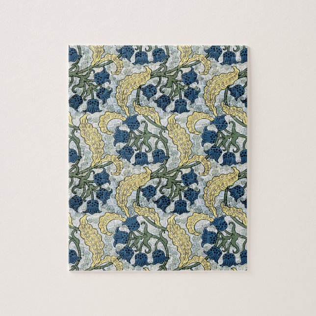 Puzzle Floral Blue Flowers Lily Valley Répétition (Vertical)