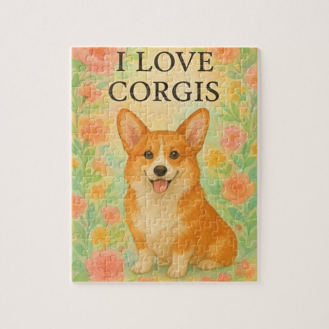 Puzzle floral de Corgi (Vertical)